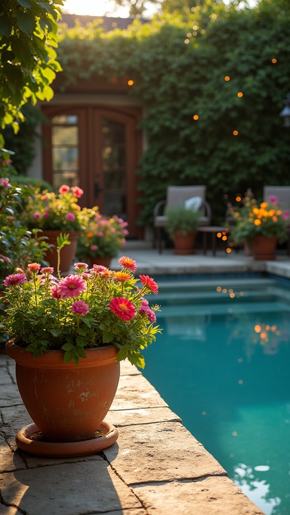 25 Bright Outdoor Pool Lighting Ideas That Elevate the Whole Yard illuminated planters enhance ambiance