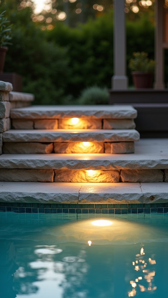 21 Brilliant Pool Lighting Ideas That Change Your Nighttime Atmosphere illuminated steps enhance safety