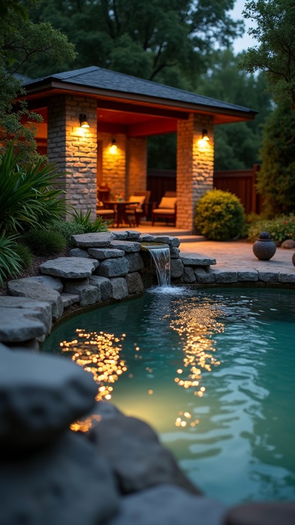 22 Calm Pool Enclosure Lighting Ideas That Feel Serene at Night illuminated water features ambiance