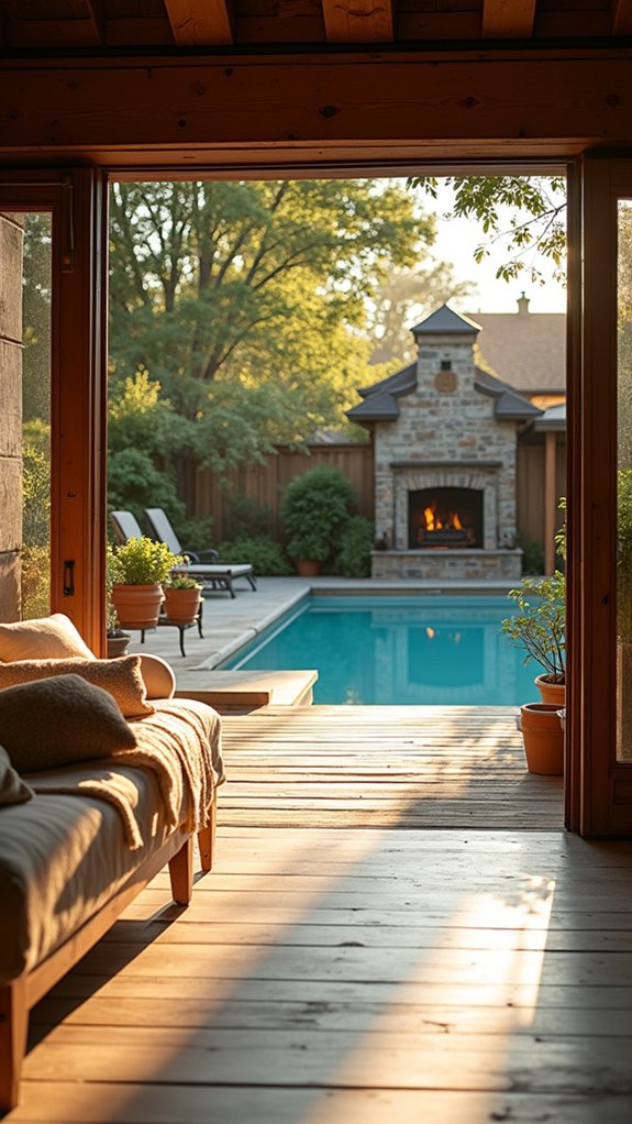 24 Cozy Pool House With Fireplace Ideas For Year Round Comfort indoor outdoor living experience
