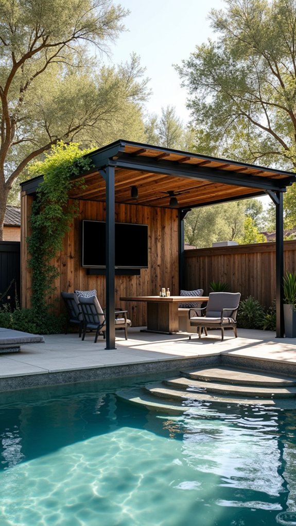 21 Trendy Pool Pergola With TV Ideas For Entertainment Outdoors industrial pergola with functionality