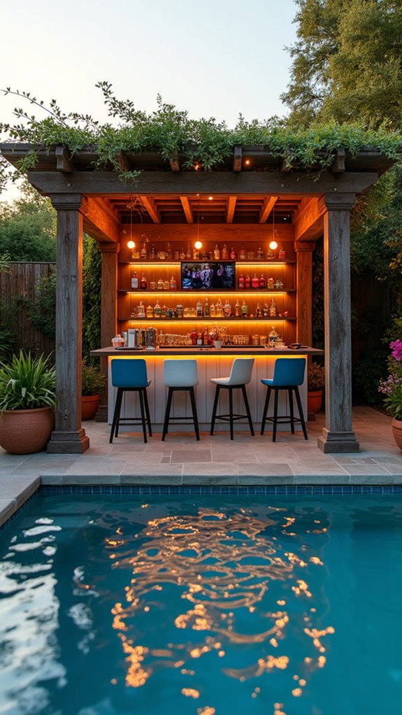 23 Fun Pool Pergola With Bar Ideas For Social Evenings integrated sound system pergola
