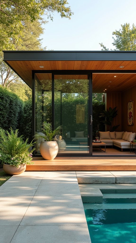 20 Modern Pool House Ideas With Sleek Architectural Details interior exterior flow design