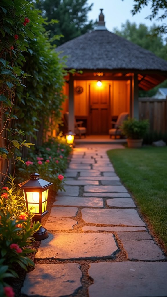 21 Clever Small Backyard Pool Cabana Ideas That Make Space Work Harder inviting illuminated pathway design