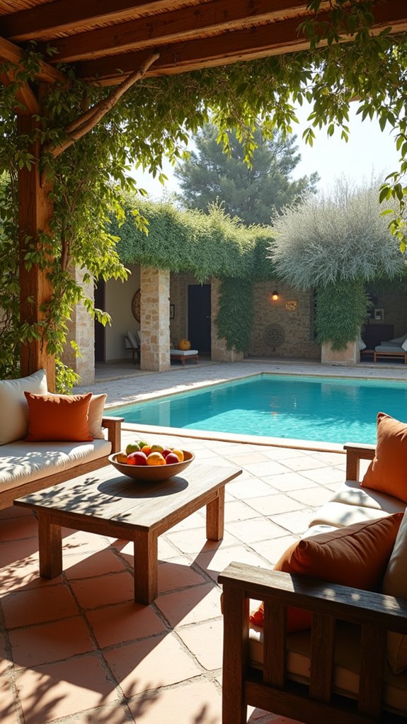 22 Mediterranean Pool House Ideas With Sun Washed Character inviting mediterranean poolside lounges