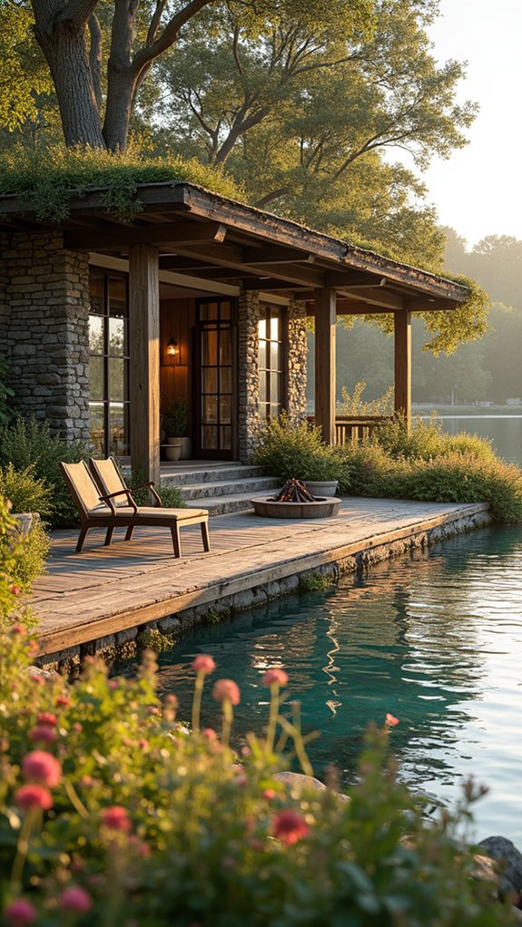19 Rustic Pool House Ideas With Warm Natural Charm lakeside relaxation with nature