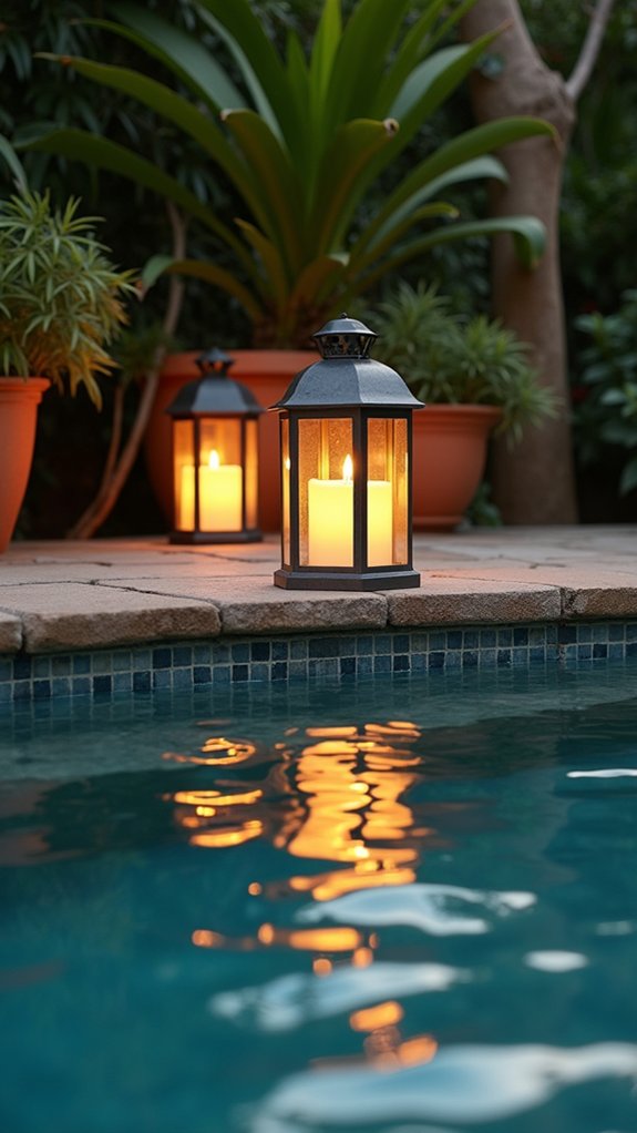 24 Soft Pool Edge Lighting Ideas That Outline the Water Beautifully lanterns enhance poolside ambiance