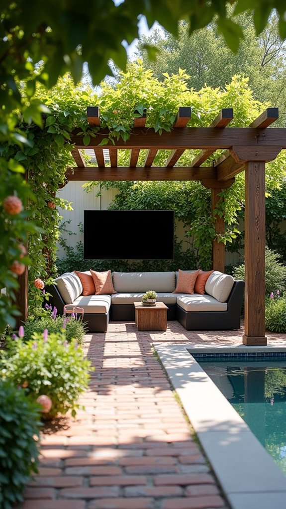 21 Trendy Pool Pergola With TV Ideas For Entertainment Outdoors lattice pergola with greenery