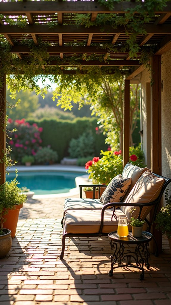 23 Inviting Pool Shade Pergola Ideas That Add Character lattice shade poolside pergola