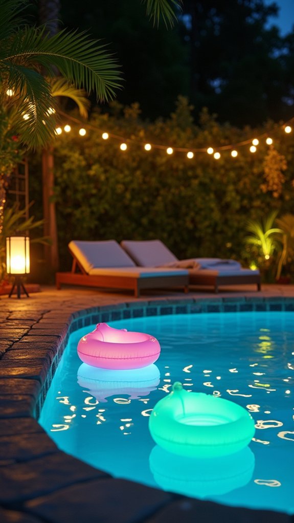 18 Relaxing Pool Lighting At Night Ideas That Create a Peaceful Mood luminous dreamy pool relaxation