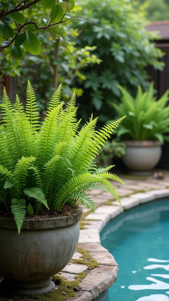 21 Pretty Shade Plants Around Pool Ideas That Add Color and Cover lush greenery for pools