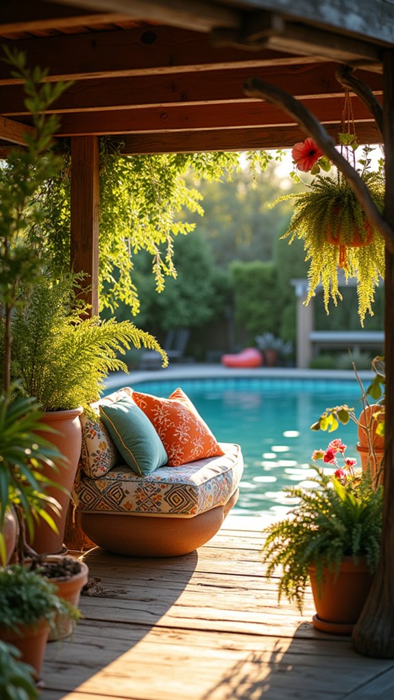 23 Creative Pool Cabana Decorating Ideas With Personality lush oasis with potted plants