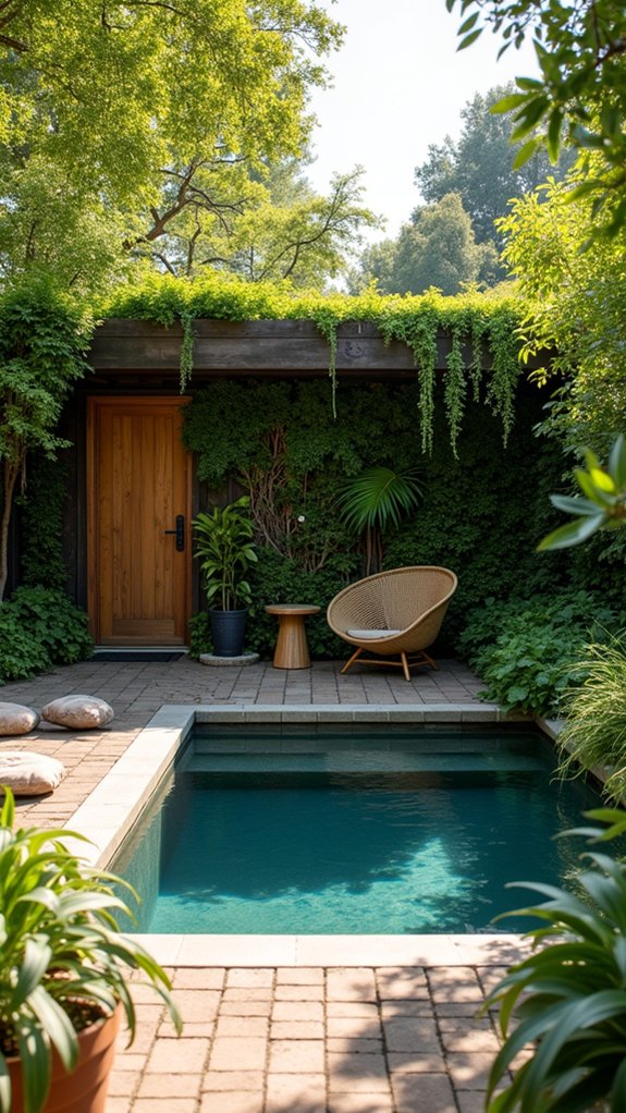 18 Serene Zen Pool House Design Ideas That Promote Calm lush vertical gardens tranquility