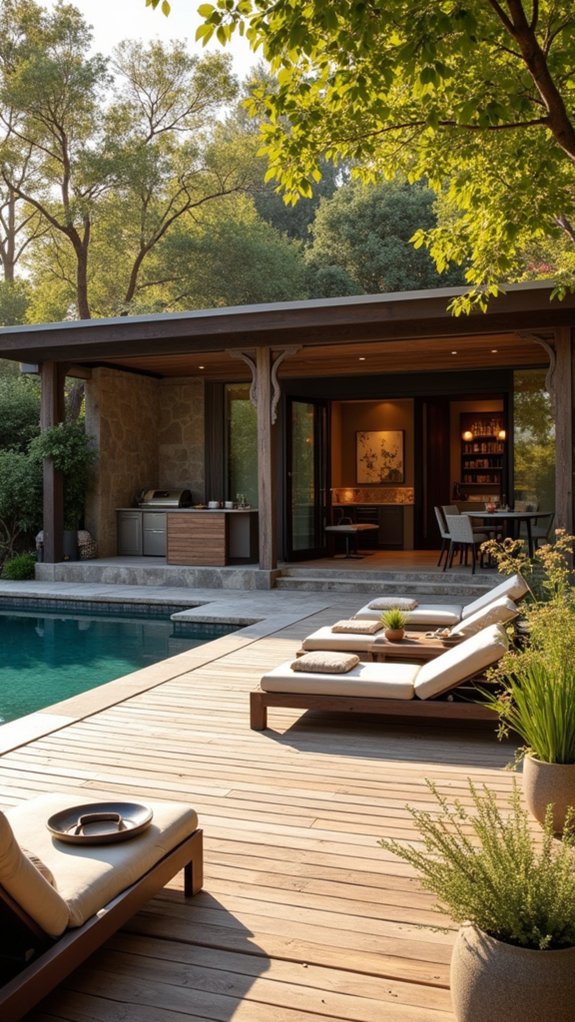 23 Functional Pool House With Outdoor Kitchen Ideas For Easy Entertaining luxury pool house retreat