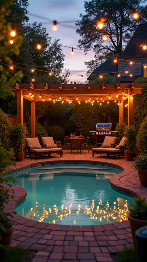 23 Smart Inground Pool Lighting Ideas That Brighten Every Corner magical ambiance with string lights