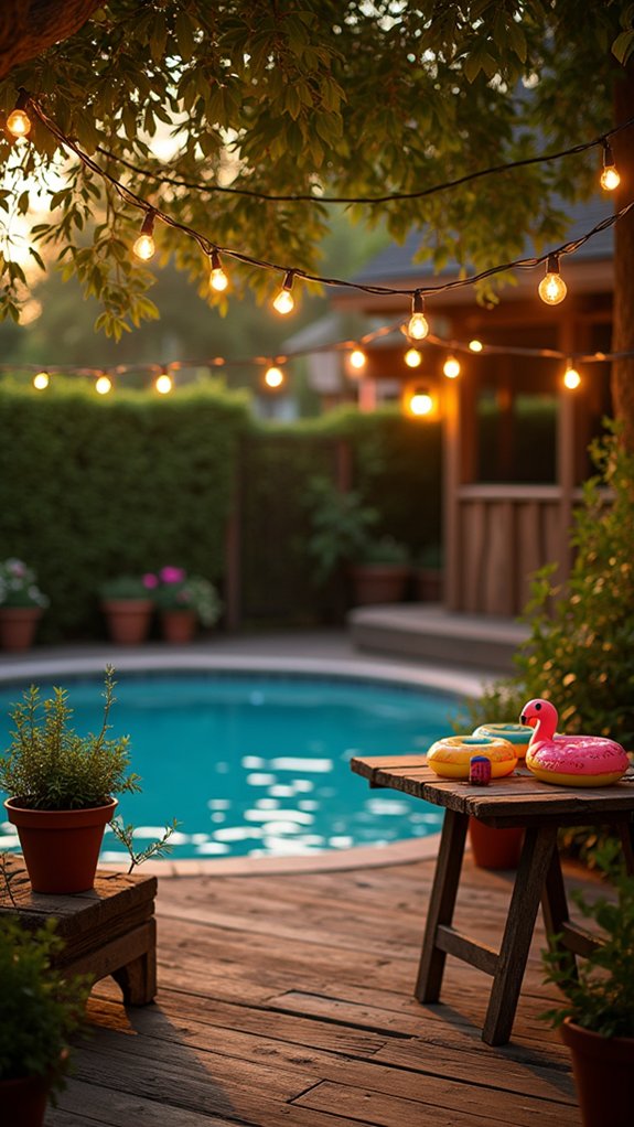 24 Fun Pool Party Lighting Ideas That Keep the Energy High magical battery operated fairy lights