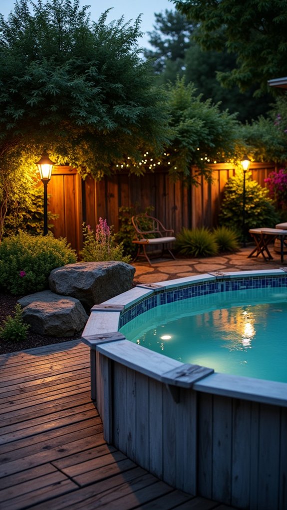 18 Creative Backyard Above Ground Pool Lighting Ideas For Dark Evenings magical evening garden illumination