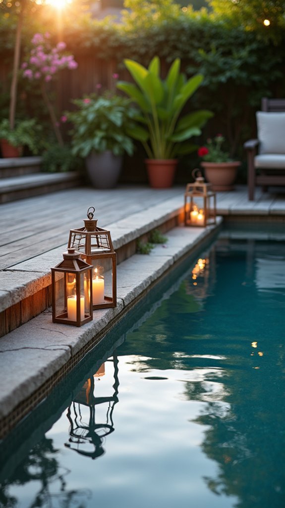 20 Subtle Pool Step Lighting Ideas That Keep Every Stair Visible magical glowing floating lanterns