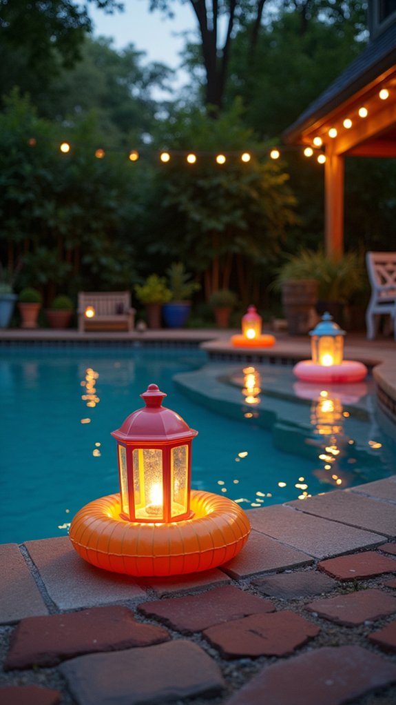 25 Bright Outdoor Pool Lighting Ideas That Elevate the Whole Yard magical lanterns on water