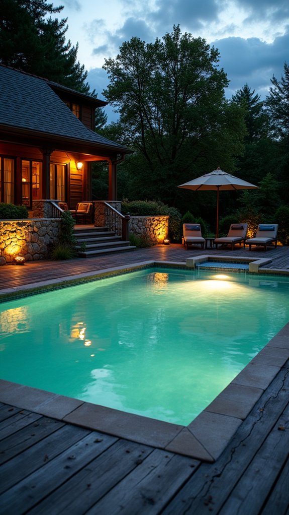 23 Warm Pool Wall Lighting Ideas That Wash Surfaces With Gentle Light magical moonlight pool ambiance