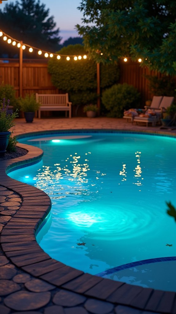 18 Relaxing Pool Lighting At Night Ideas That Create a Peaceful Mood magical oasis with shimmering lights