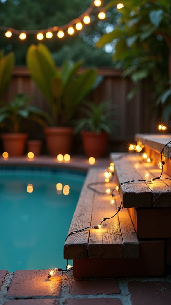 21 Helpful Pool Stairs Lighting Ideas That Guide Each Step magical outdoor lighting ambiance