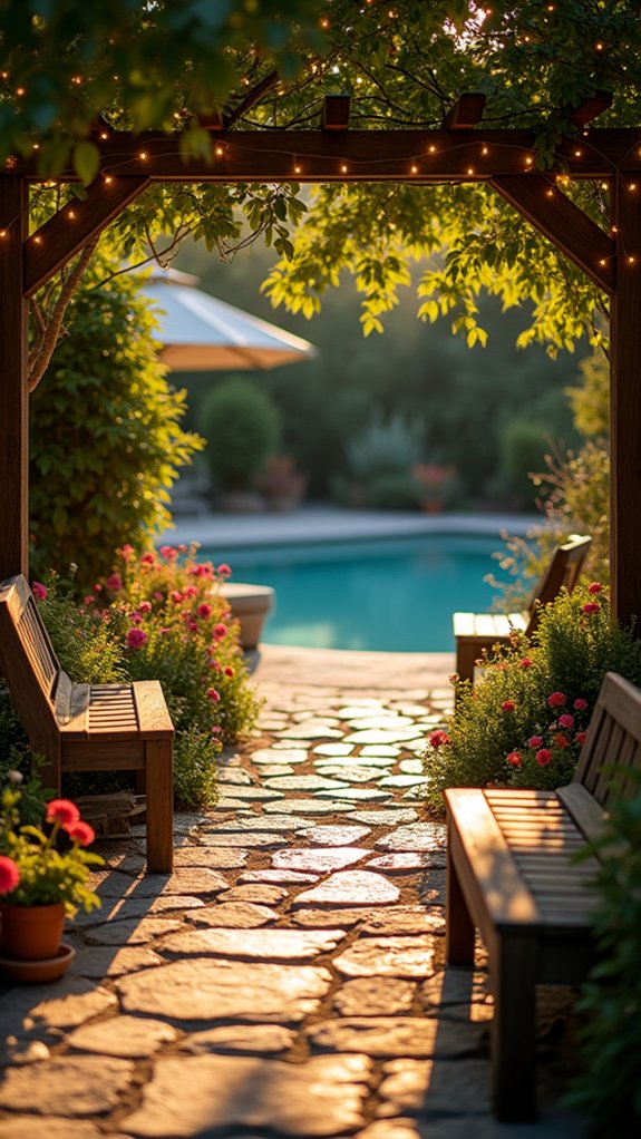 23 Charming String Lighting Around Pool Ideas That Add Simple Magic magical pathway lighting ambiance