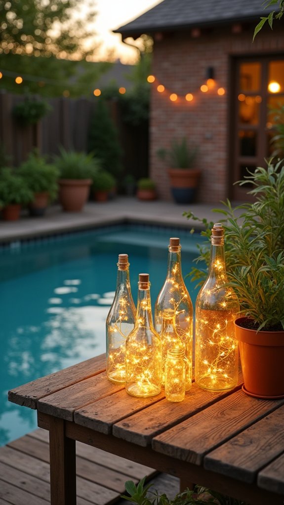 23 Warm Pool Wall Lighting Ideas That Wash Surfaces With Gentle Light magical poolside fairy lights