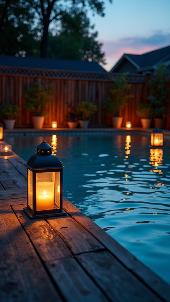21 Helpful Pool Stairs Lighting Ideas That Guide Each Step magical poolside lantern glow