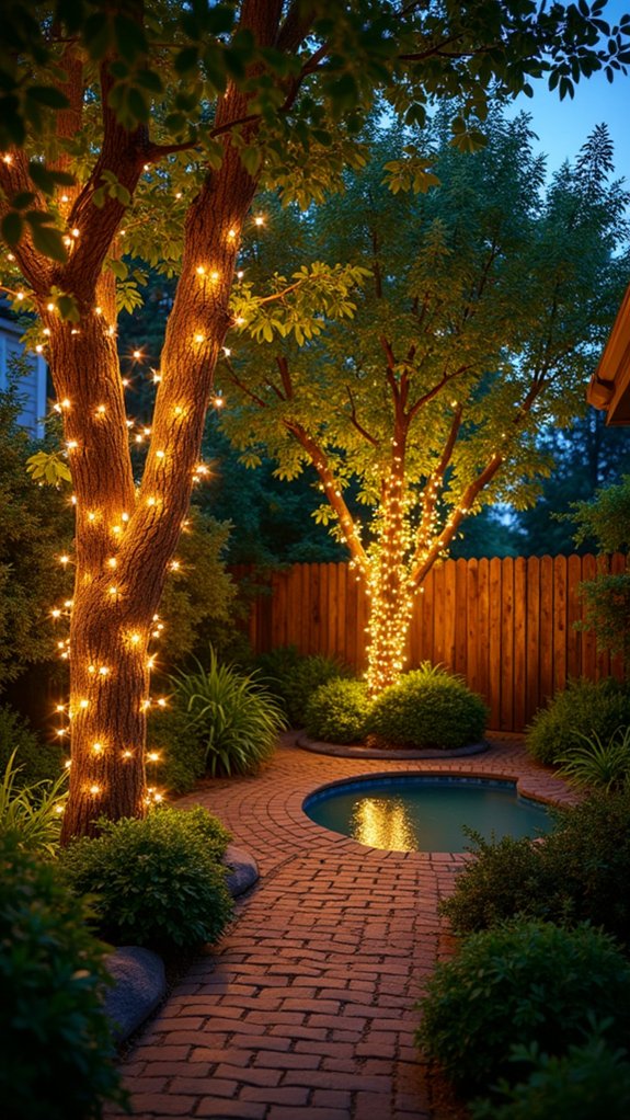 24 Lush Pool Garden Lighting Ideas That Bring Plants to Life magical tree lighting arrangement