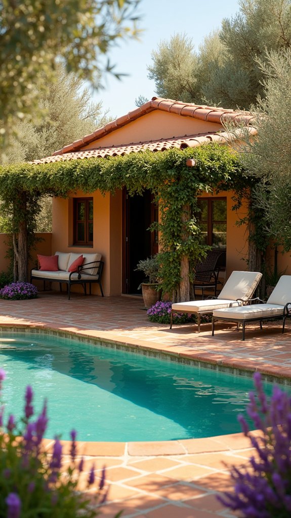 22 Mediterranean Pool House Ideas With Sun Washed Character mediterranean pool house landscaping