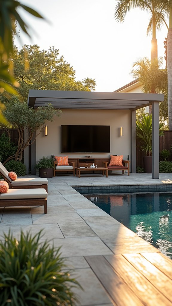 21 Trendy Pool Pergola With TV Ideas For Entertainment Outdoors modern aluminum pergola design