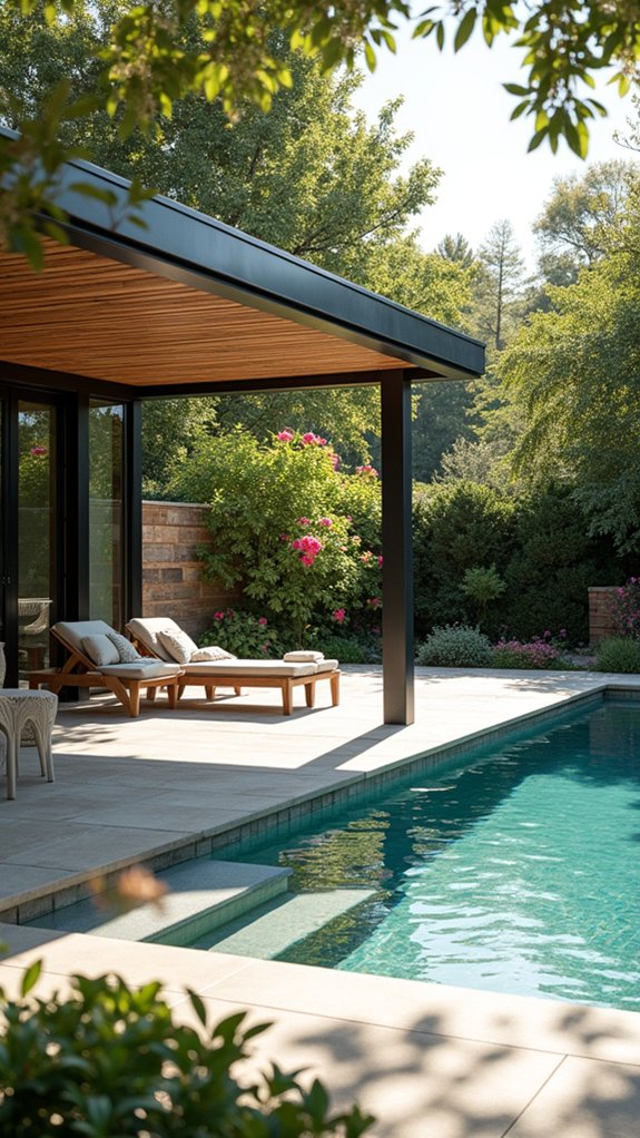 24 Beautiful Pool Shade Pavilion Ideas That Create a Retreat modern functional outdoor structure