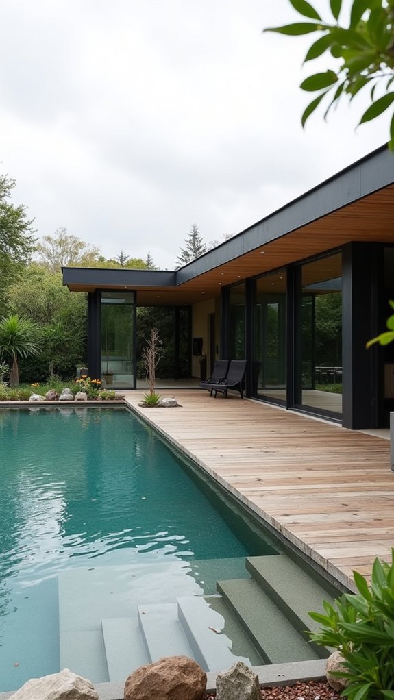 20 Modern Pool House Ideas With Sleek Architectural Details modern geometric pool house