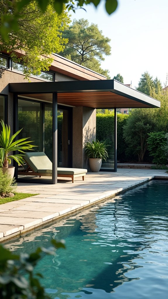 22 Modern Pool Pergola Ideas With Sleek Minimal Shapes modern indoor outdoor living space