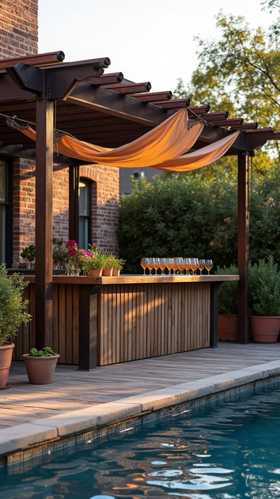 23 Fun Pool Pergola With Bar Ideas For Social Evenings modern industrial pool design