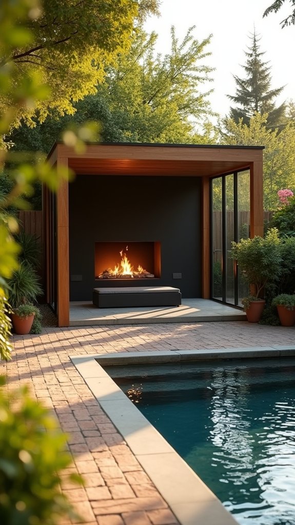 22 Warm Pool Gazebo With Fireplace Ideas That Extend the Season modern outdoor relaxation space