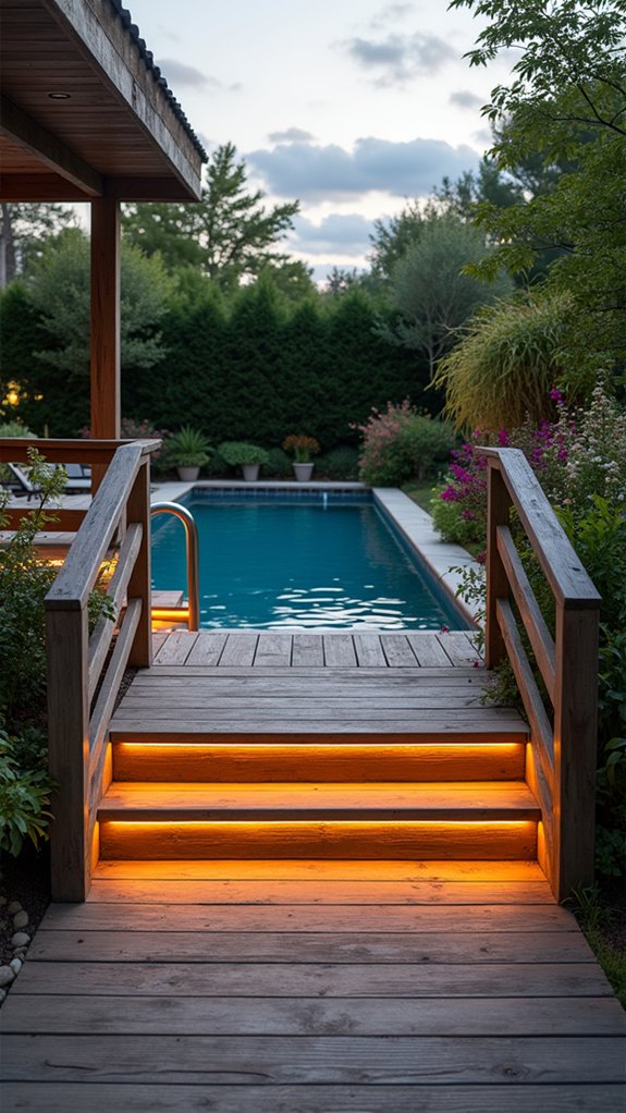 20 Subtle Pool Step Lighting Ideas That Keep Every Stair Visible modern safety with illumination