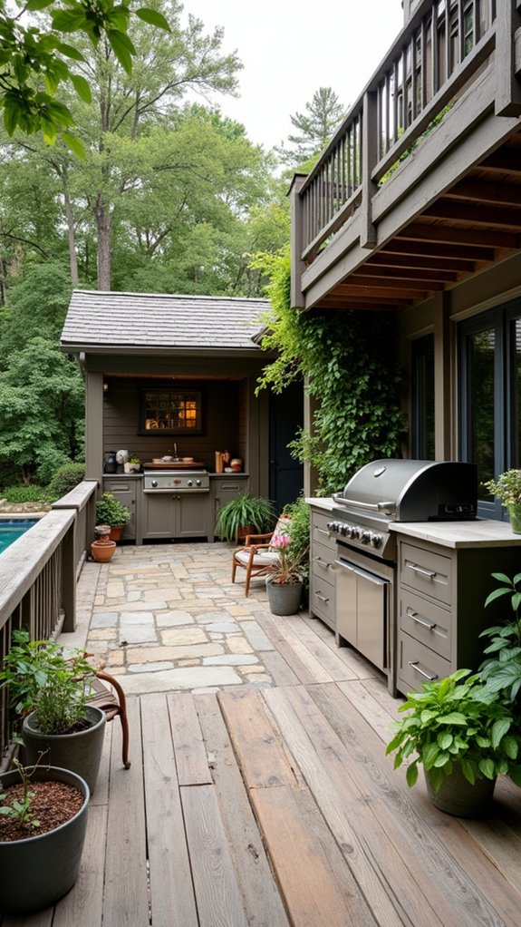 23 Functional Pool House With Outdoor Kitchen Ideas For Easy Entertaining multi level deck grilling station