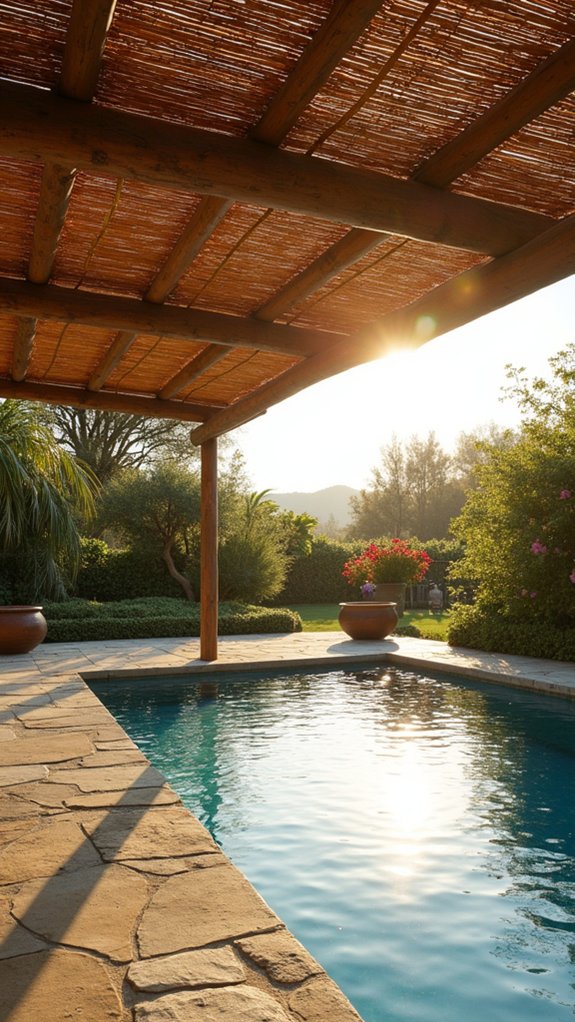 24 Smooth Retractable Pool Shade Ideas That Adjust Effortlessly natural elegance for relaxation
