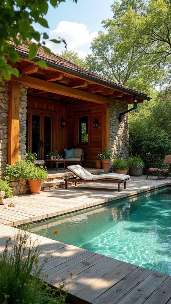 20 Modern Pool House Ideas With Sleek Architectural Details natural materials cozy retreat