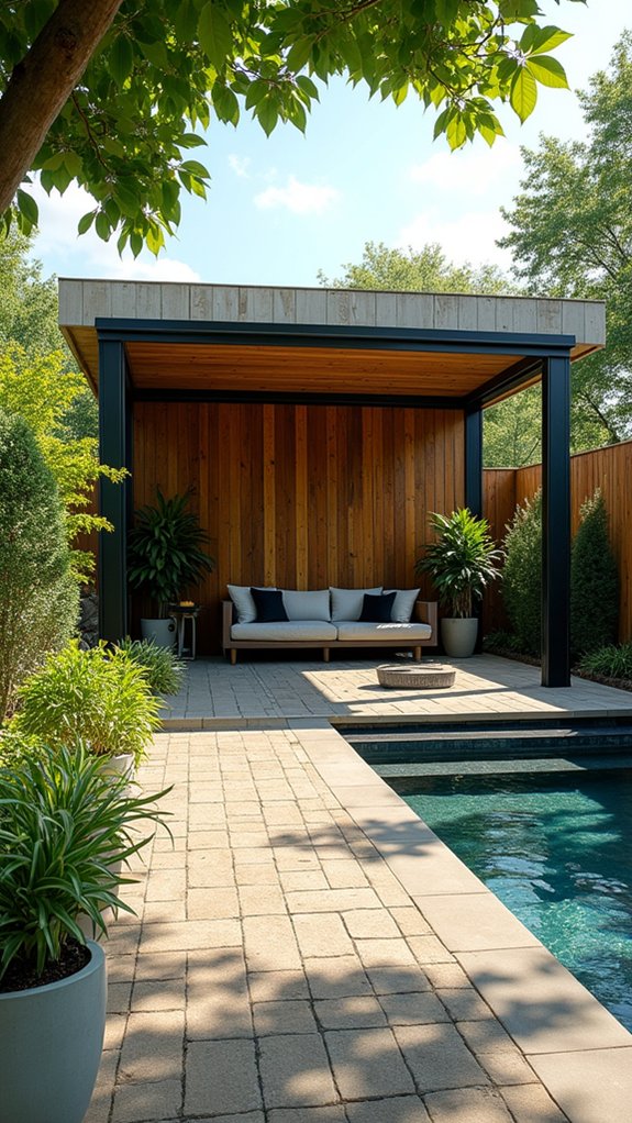 19 Modern Pool Gazebo Design Ideas With Clean Geometry nature inspired gazebo design elements