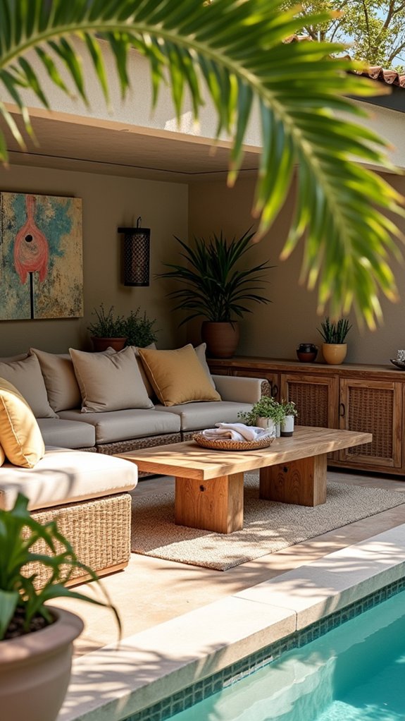18 Stylish Pool Cabana Furniture Ideas That Complete the Look organized pool cabana essentials