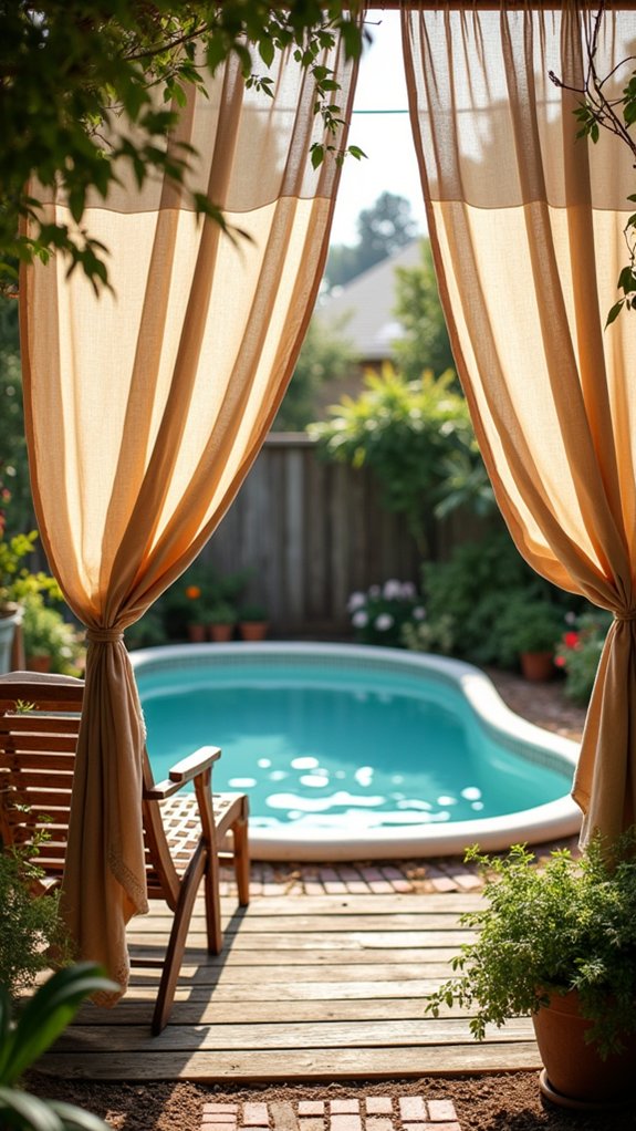 25 Fun Stock Tank Pool Shade Ideas That Keep Things Cool outdoor curtains for privacy