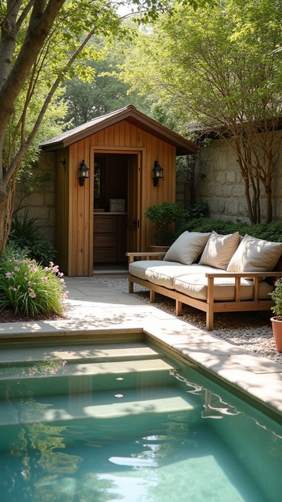 24 Creative Pool House For Small Backyard Ideas That Make Every Foot Count personal oasis in backyard