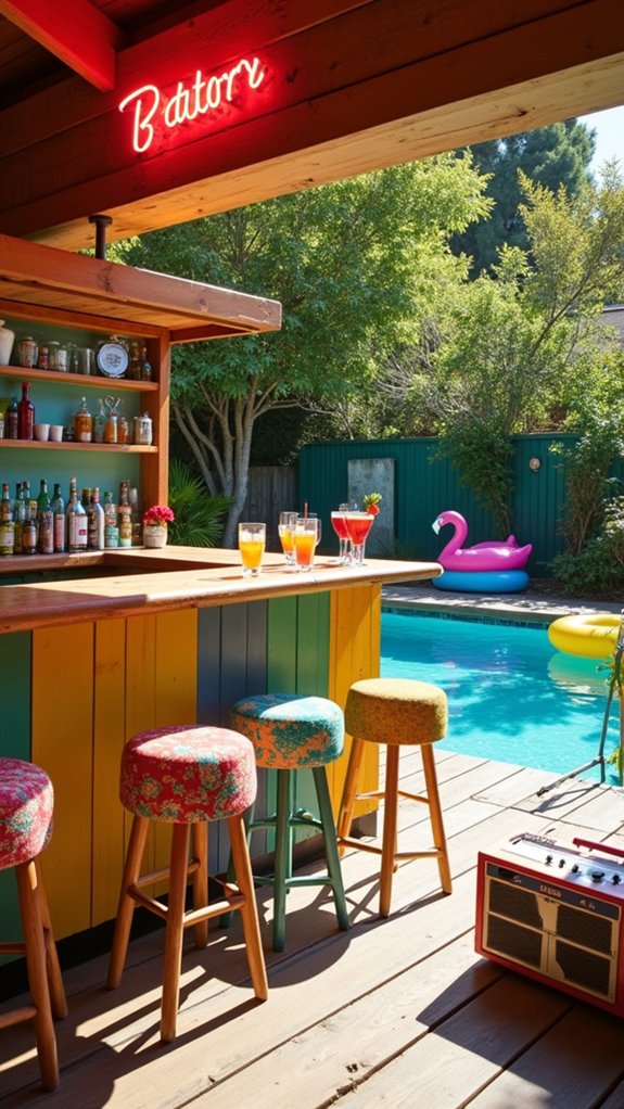 21 Fun Pool House With Bar Ideas That Elevate Summer Parties playful retro bar vibes