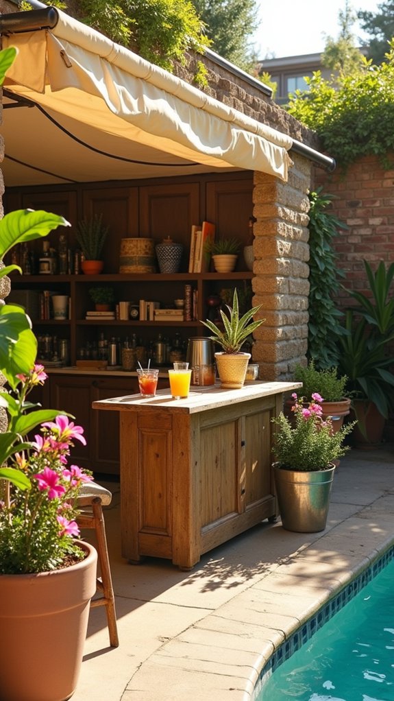 23 Creative Pool Cabana Decorating Ideas With Personality poolside mini bar setup