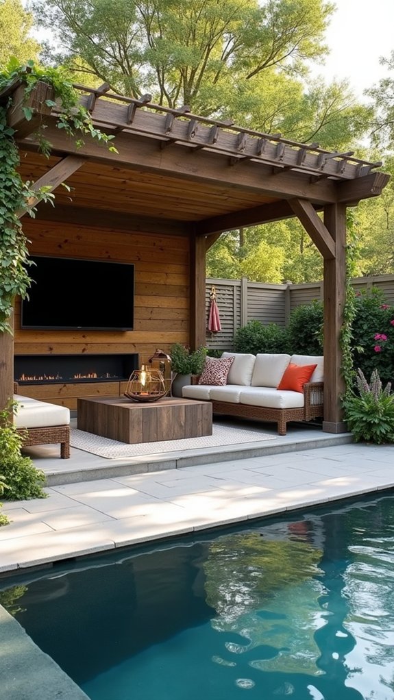 21 Trendy Pool Pergola With TV Ideas For Entertainment Outdoors poolside pergola sound system