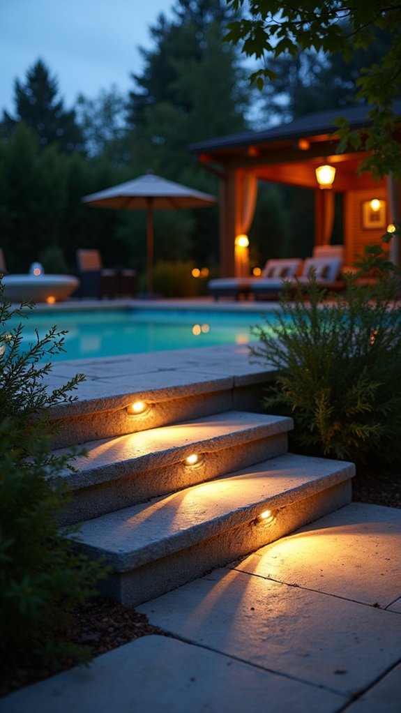 20 Subtle Pool Step Lighting Ideas That Keep Every Stair Visible recessed lights enhance safety