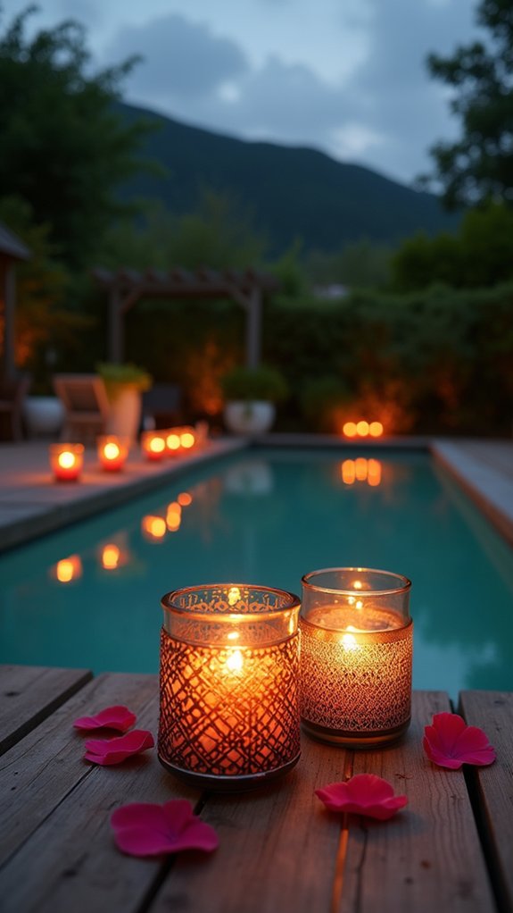 20 Romantic Pool Wedding Lighting Ideas That Feel Magical romantic scented candle ambiance